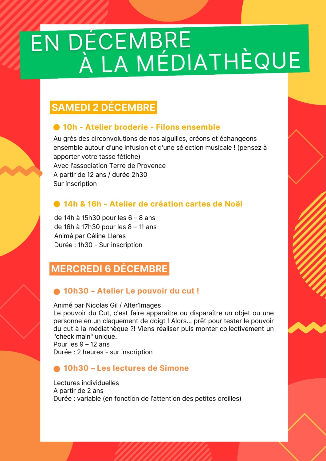 Affiche flyer DECEMBRE 2023 2 Médiathèque Mouans Sartoux 