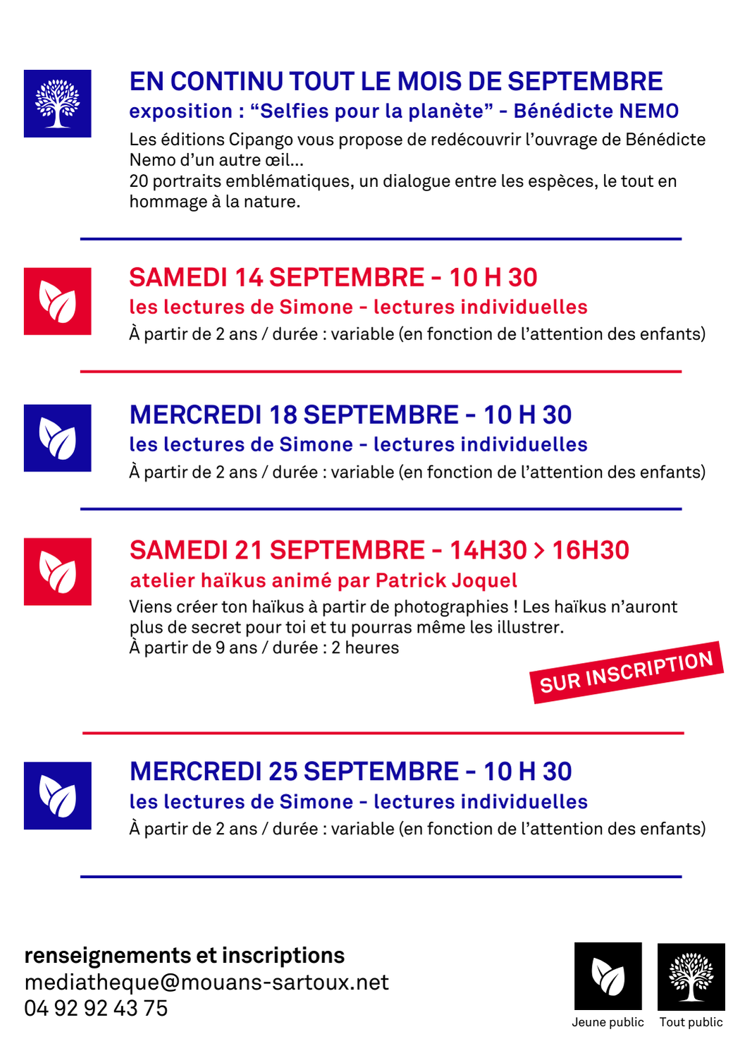 Programme septembre médiathèque de Mouans Sartoux 2