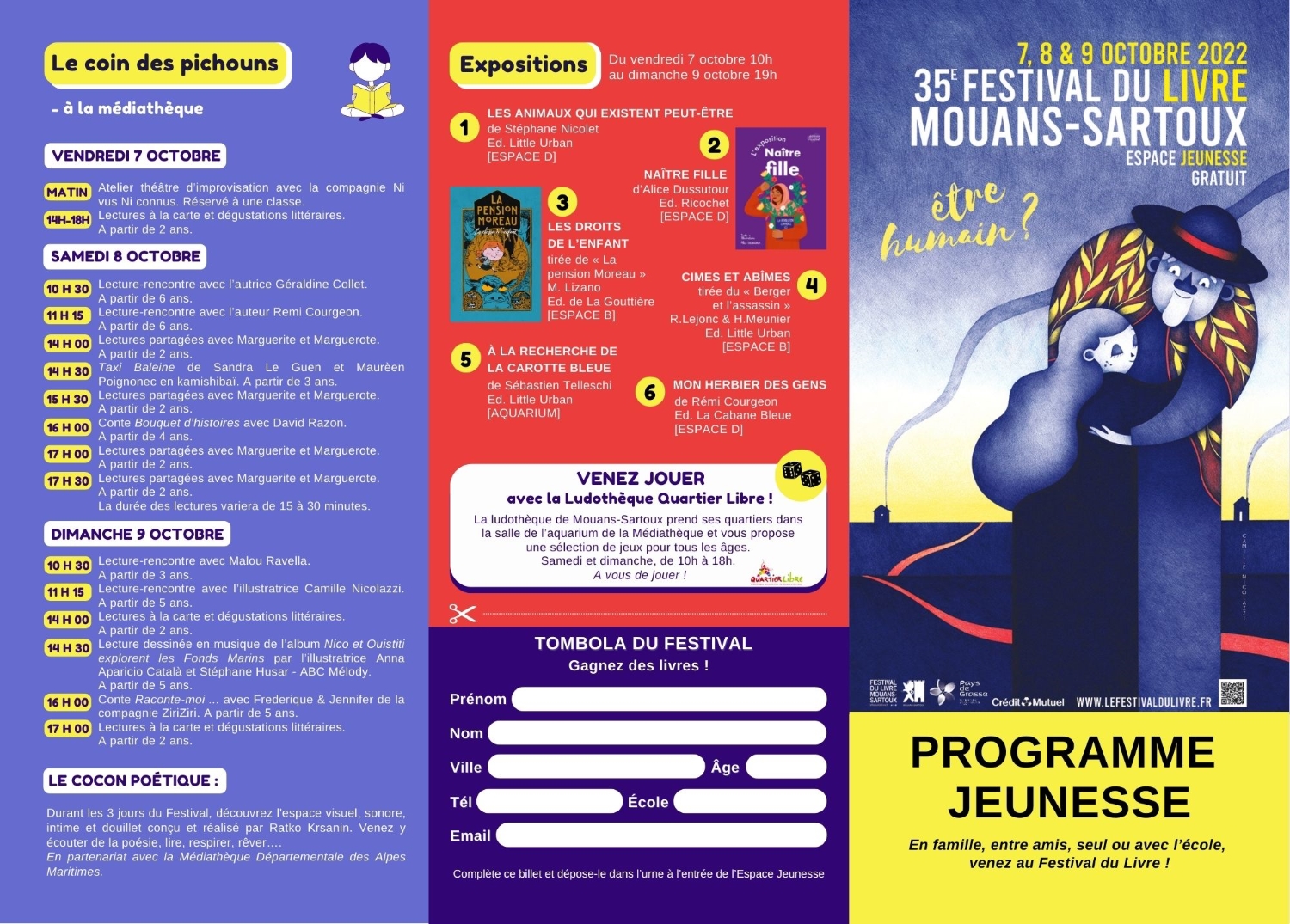 Festival du Livre de Mouans Sartoux Flyer jeunesse recto